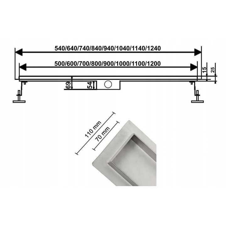 Odpływ liniowy czarny matowy 80CM stal nierdzewna – BW Tech