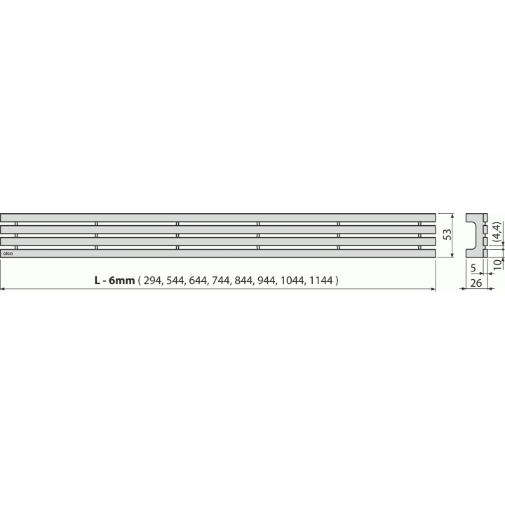 Ruszt liniowy z stali nierdzewnej matowej 860 mm APZ klasa K3