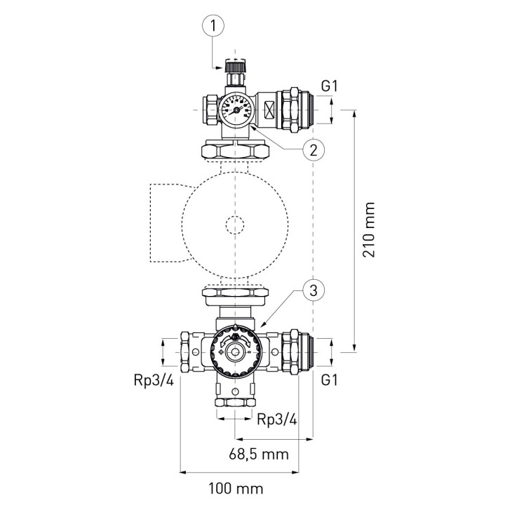 Grupa mieszająca do rozdzielacza 1" dla pompy 130 mm – Ferro