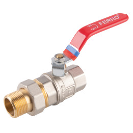 Zawór kulowy gw-gz z dźwignią, ze śrubunkiem, 1", f-power – Ferro