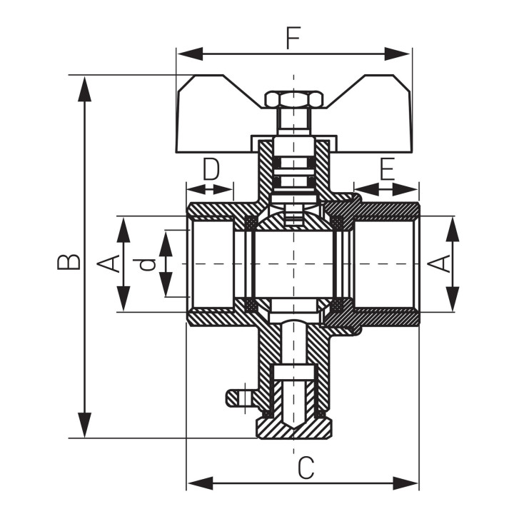 Trójnik z zaworem kulowym 3-4" – Ferro
