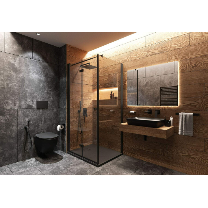 BRODZIK GRANITOWY PROSTOKĄTNY 100X80 CM NERO KQR N46B