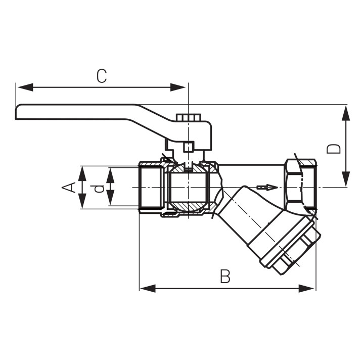 Zawór kulowy z filtrem 1 1-4" – Ferro