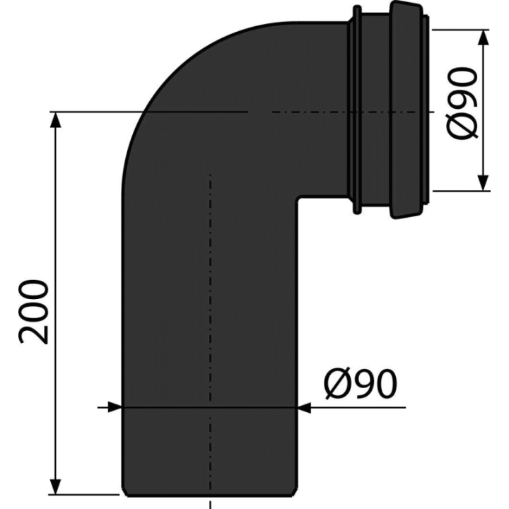 Kolano odpływu komplet DN90/90 – Alcadrain