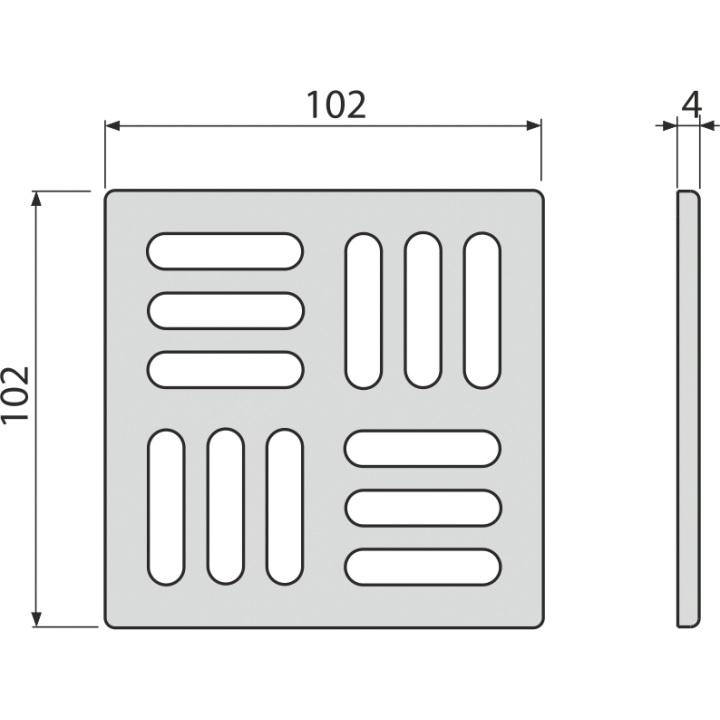 Kratka odpływowa stal nierdzewna 102×102 mm klasa K3 300 kg aisi