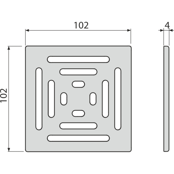 Kratka ściekowa 102×102 mm aisi 304 stal nierdzewna klasa K3