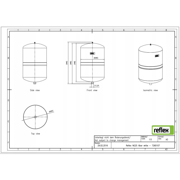 Naczynie przeponowe NG 25L CO 6 bar białe – Reflex