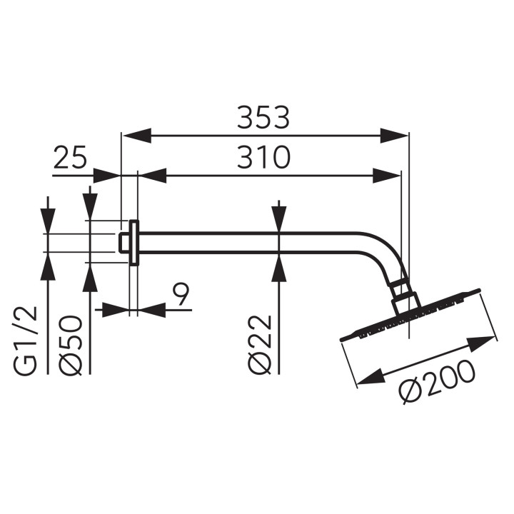 Zestaw natryskowy z deszczownią 200MM slim, chrom – Ferro