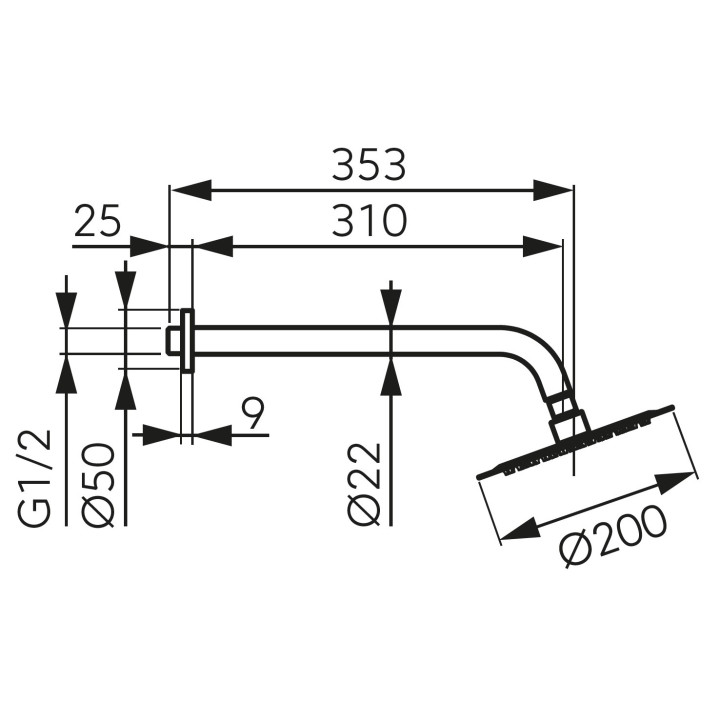 Zestaw natryskowy z deszczownią 200MM slim, czarny – Ferro