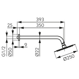 ZESTAW NATRYSKOWY Z DESZCZOWNIĄ 250MM SLIM, CZARNY