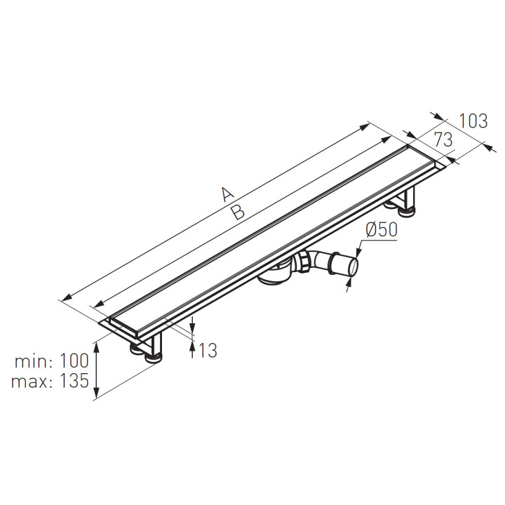 ODPłYW LINIOWY POD PłYTKĘ 70CM