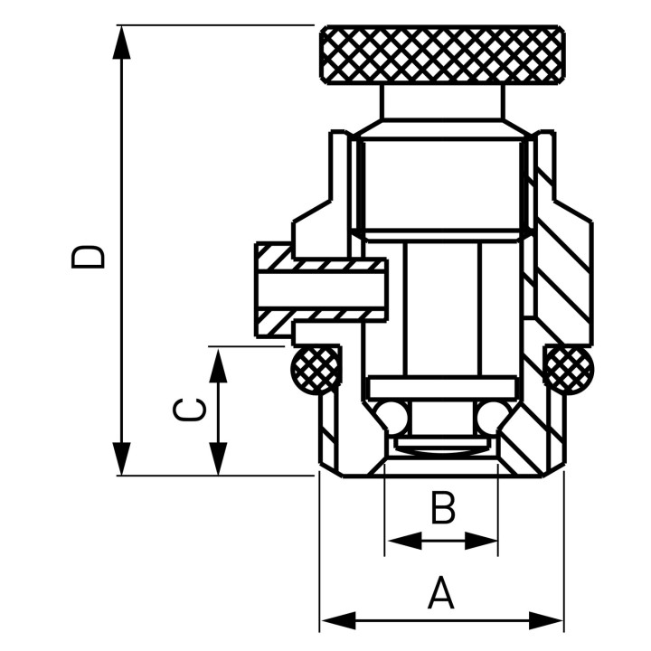 ODPOWIETRZNIK MECHANICZNY Z POKRĘTłEM METALOWYM, 1/4"