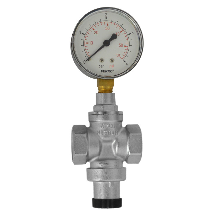 Reduktor ciśnienia 3-4" PN16 1-4 bar z manometrem – Ferro