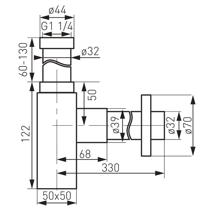Quadro syfon 5/4", chrom – Ferro