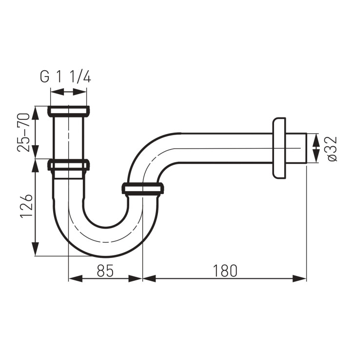 Syfon rurowy 5/4", nikiel szczotkowany – Ferro