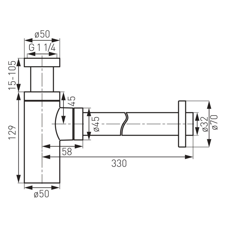 Rotondo syfon 5/4" chrom – Ferro