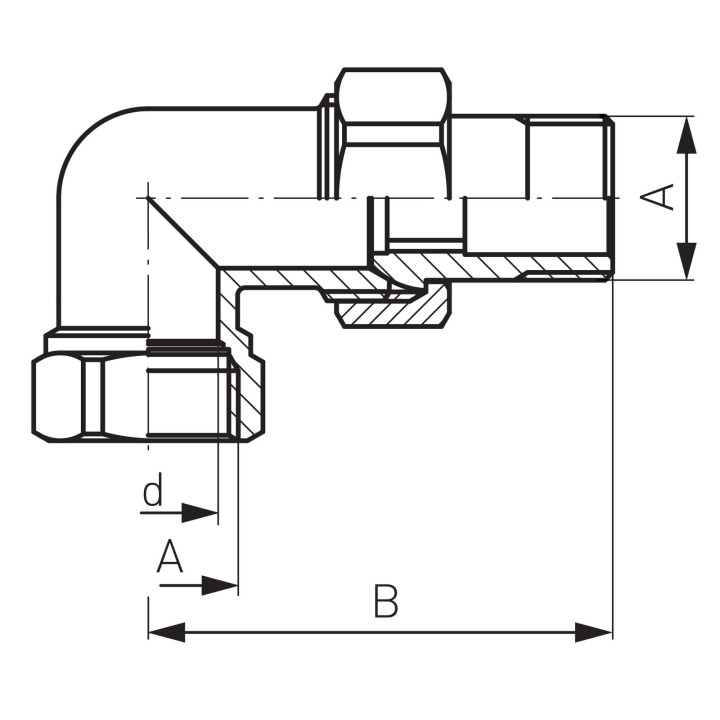 Śrubunek mosiężny kątowy 1 1-4" – Ferro