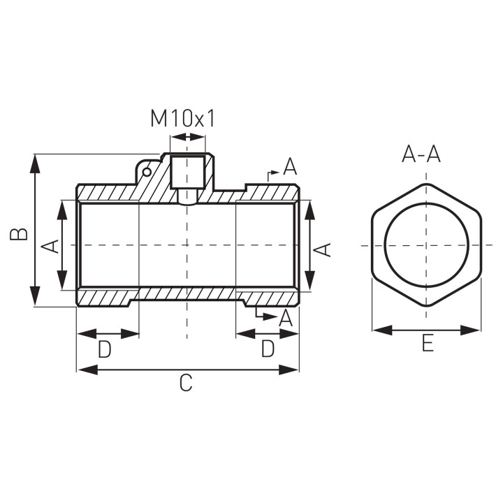 Trójnik mosiężny do czujnika temperatury 3/4" X M10X1 – Ferro