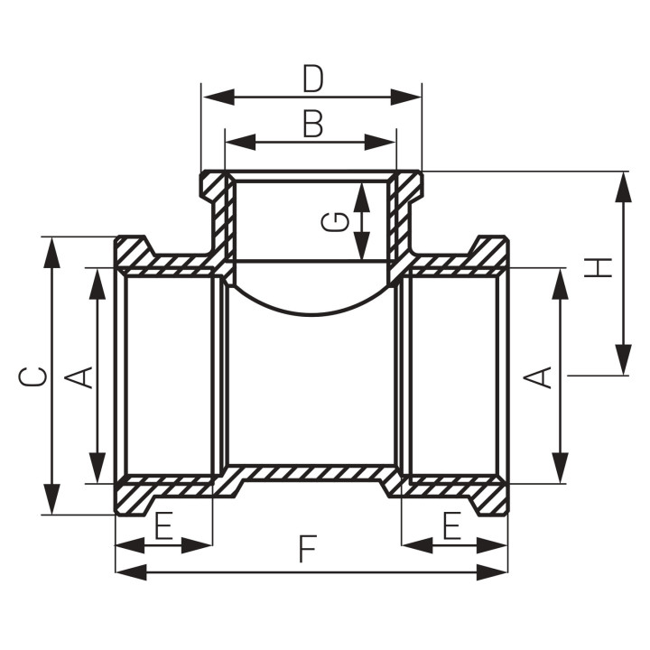 Trójnik redukcyjny mosiężny 3-4" X 1-2" X 3-4" chromowany – Ferro