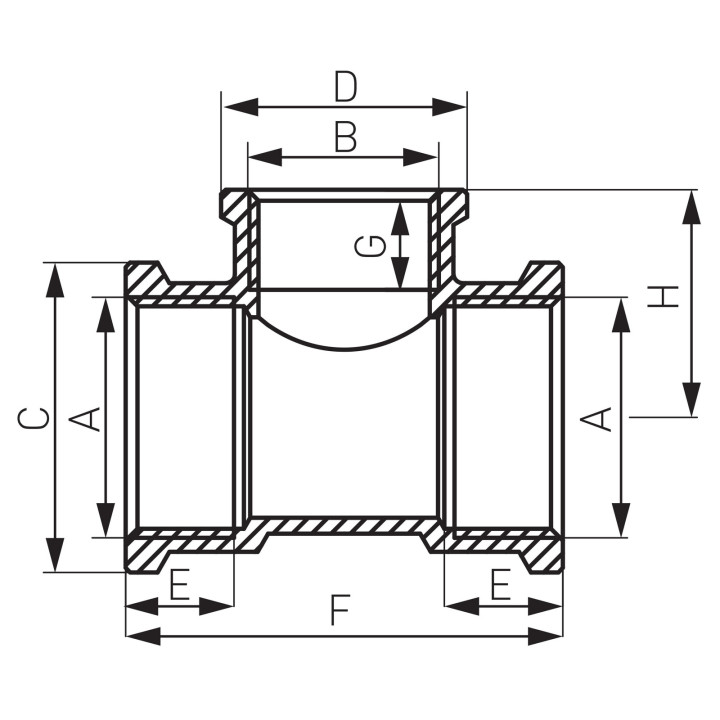 Trójnik redukcyjny mosiężny 1" X 1-2" X 1" żółty – Ferro