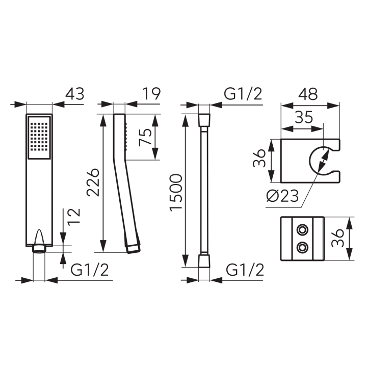 Jive zestaw natryskowy punktowy, złoty – Ferro