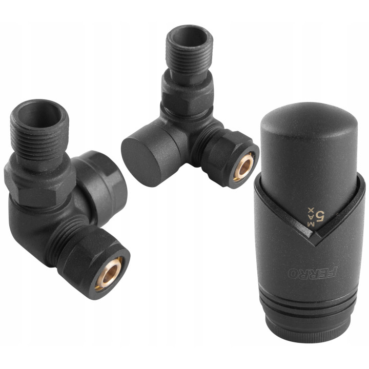 Dekoracyjny zestaw termostatyczny osiowy 1-2", antracytowy