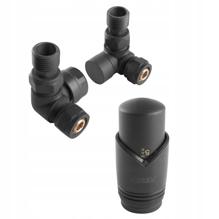 Dekoracyjny zestaw termostatyczny osiowy 1-2", antracytowy