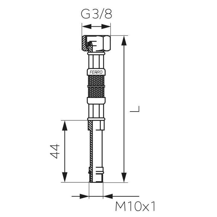 WĄŻ PRZYłĄCZENIOWY DO BATERII L-40 CM M10 X 3-8 DłUGI