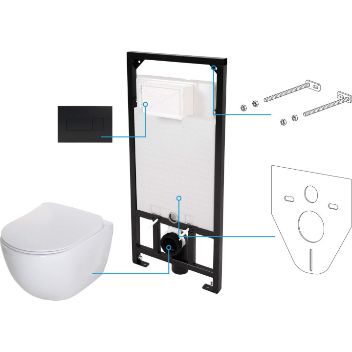Zestaw WC podtynkowy 6 W 1 biały nero CDEN6ZPW – Deante