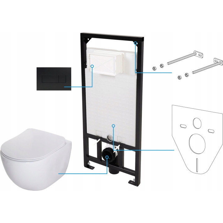 Zestaw WC podtynkowy 6 W 1 biały nero CDEN6ZPW – Deante