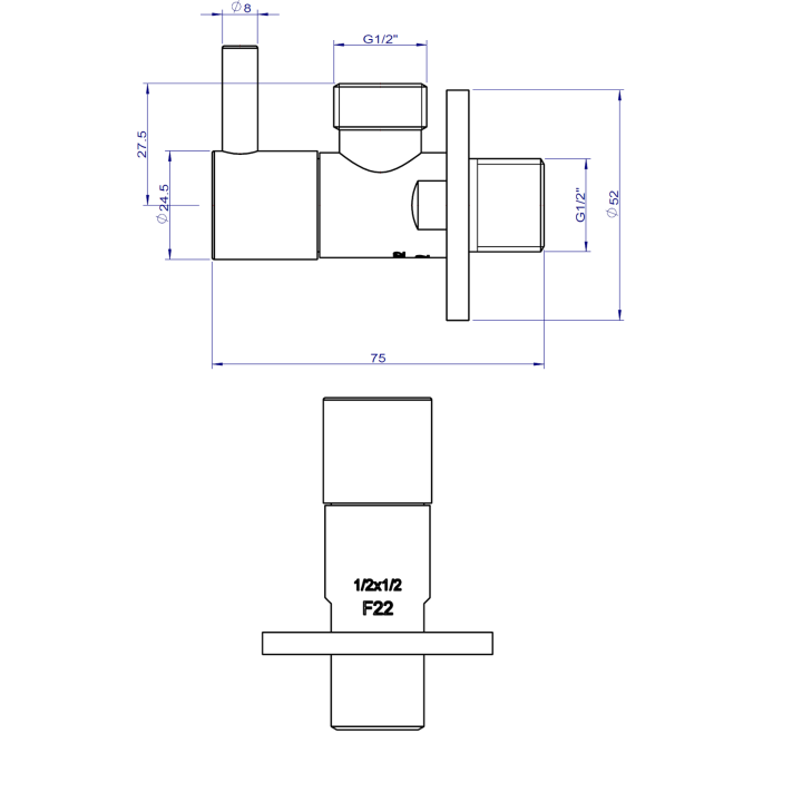 Rotondo zawór kątowy podłączeniowy 1/2"X1/2", złoty – Ferro