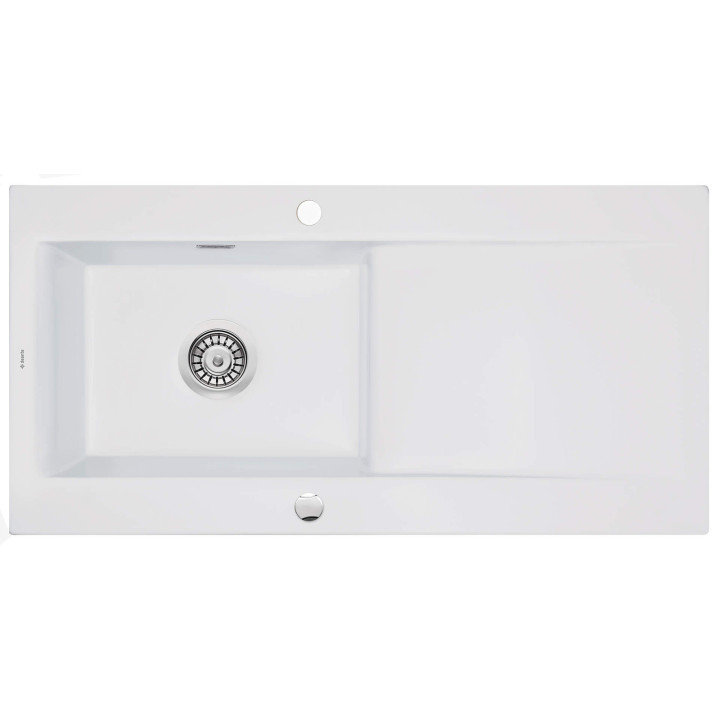 Zlewozmywak ceramiczny 1-KOMOROWY z ociekaczem bianco stal ZCB