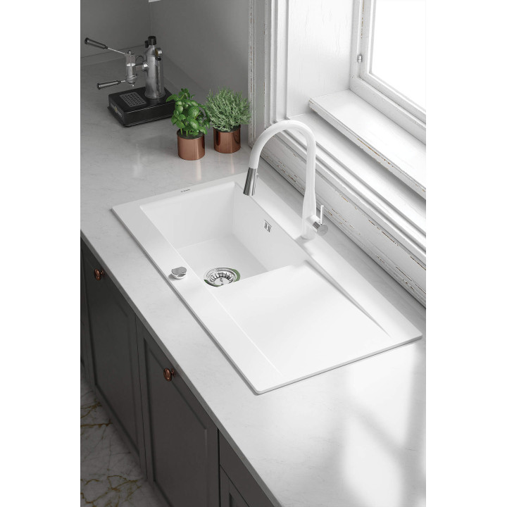 Zlewozmywak ceramiczny 1-KOMOROWY z ociekaczem cappuccino stal