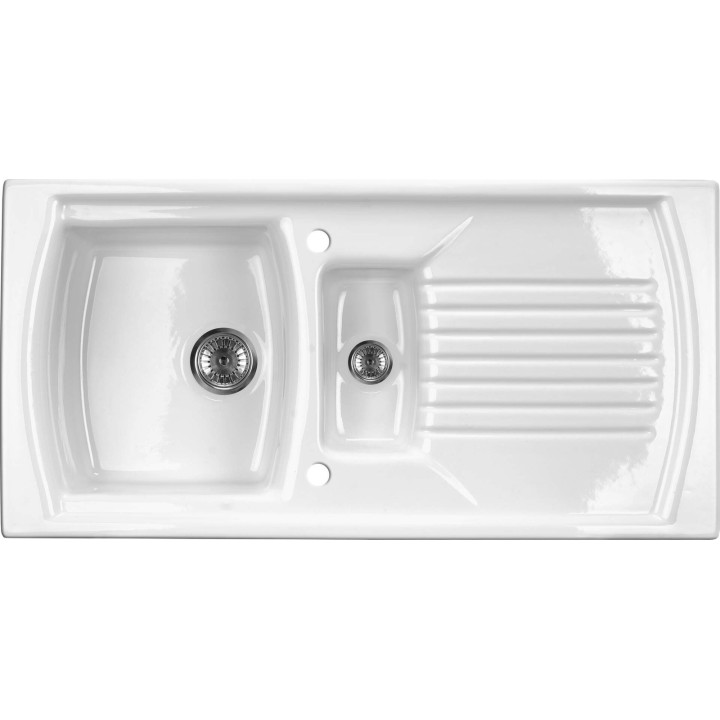 ZLEWOZMYWAK CERAMICZNY 1.5-KOMOROWY Z OCIEKACZEM BIAłY STAL ZCL 651N