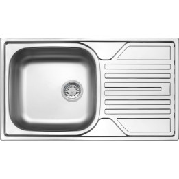 Zlewozmywak stalowy 1-KOMOROWY z ociekaczem - odpływ 3.5" satyna