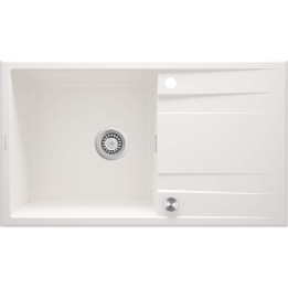 ZLEWOZMYWAK GRANITOWY 1-KOMOROWY Z OCIEKACZEM ALABASTER STAL ZQE A113