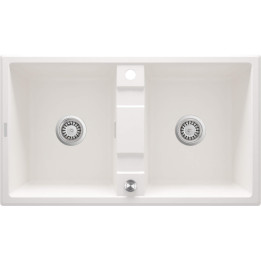 Zlewozmywak granitowy 2-KOMOROWY alabaster stal ZQE A203 – Deante
