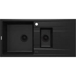 Zlewozmywak granitowy 1.5-KOMOROWY z ociekaczem nero nero ZQE