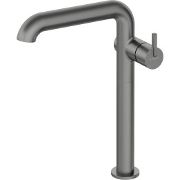 Bateria umywalkowa wysoka z prostokątną wylewką stała titanium