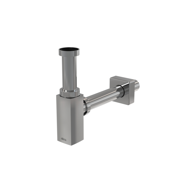 METALOWY PÓŁSYFON UMYWALKOWY DN32 KWADRATOWY, MOSIĄDZ CHROM, 30L/MIN