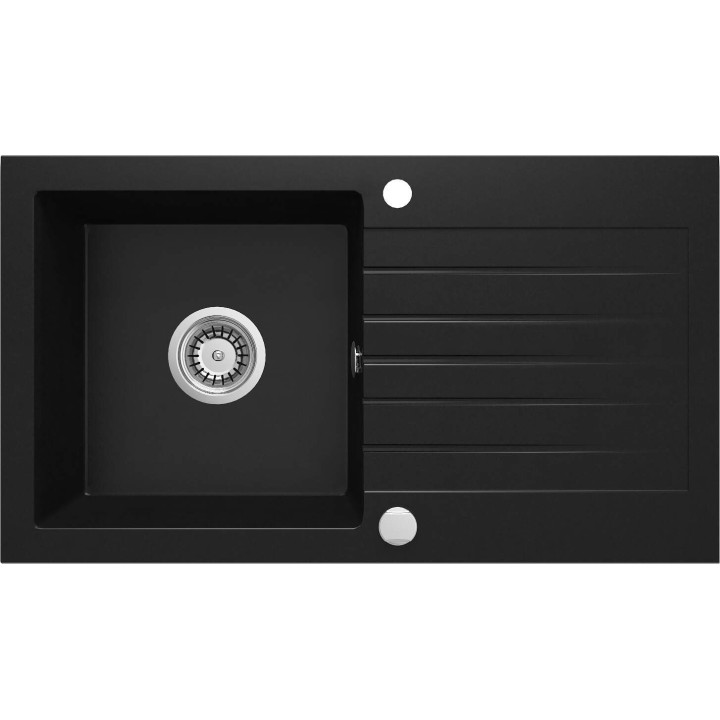 Zlewozmywak granitowy 1-KOMOROWY z ociekaczem nero stal ZQZ N113