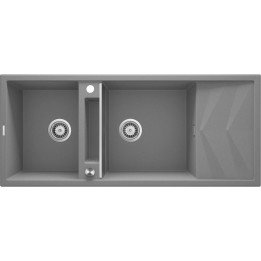 Zlewozmywak granitowy magnetyczny 2-KOMOROWY z ociekaczem szary
