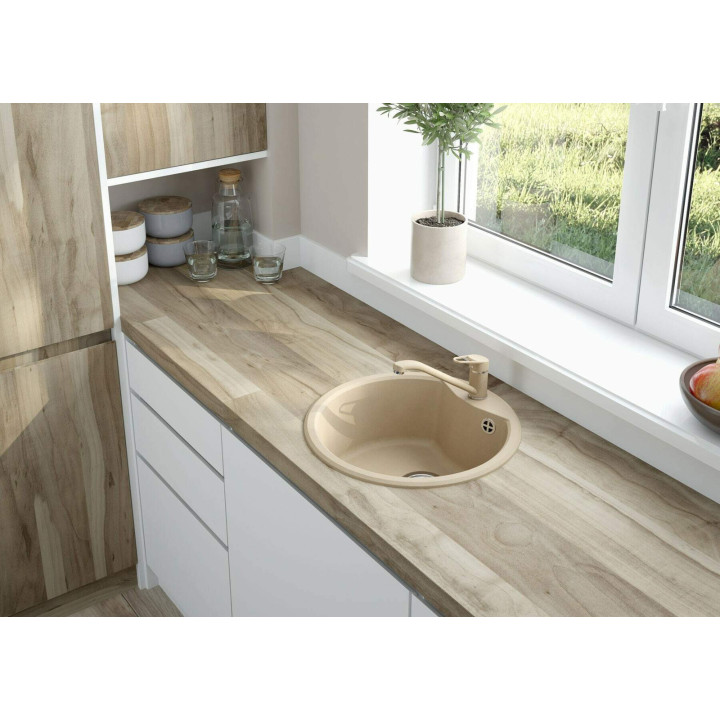 ZLEWOZMYWAK GRANITOWY 1-KOMOROWY PIASEK STAL ZRS 7803