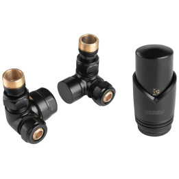 Dekoracyjny zestaw termostatyczny osiowy 1-2", czarny – Ferro