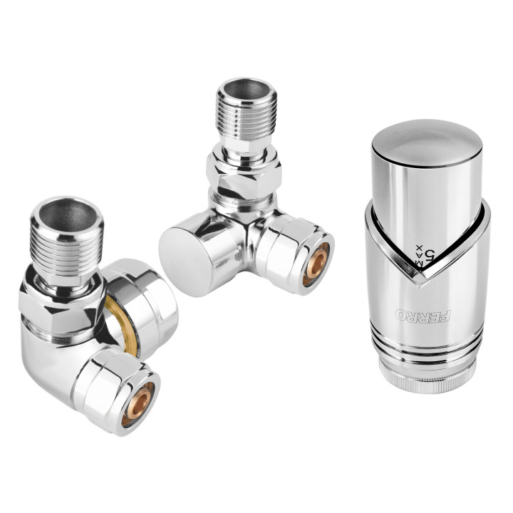 Dekoracyjny zestaw termostatyczny osiowy 1-2", chromowany – Ferro
