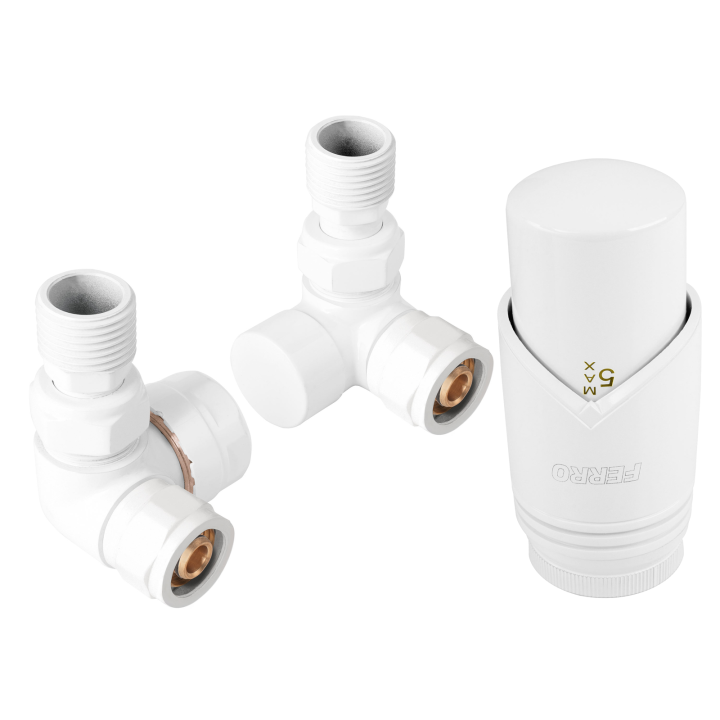 Dekoracyjny zestaw termostatyczny osiowy 1-2", biały – Ferro