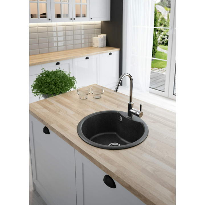 Zlewozmywak granitowy 1-KOMOROWY grafit stal ZRS 2803 – Deante