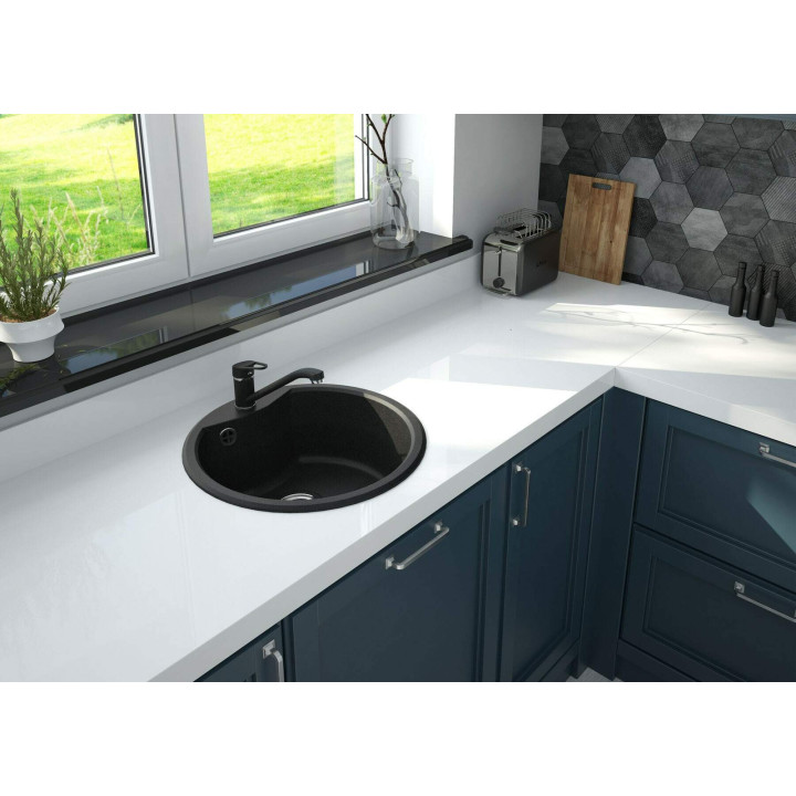 Zlewozmywak granitowy 1-KOMOROWY grafit stal ZRS 2803 – Deante
