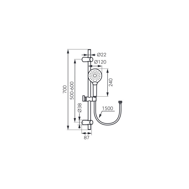 Fano LB zestaw natryskowy przesuwny 3-FUNKCYJNY, chrom – Ferro