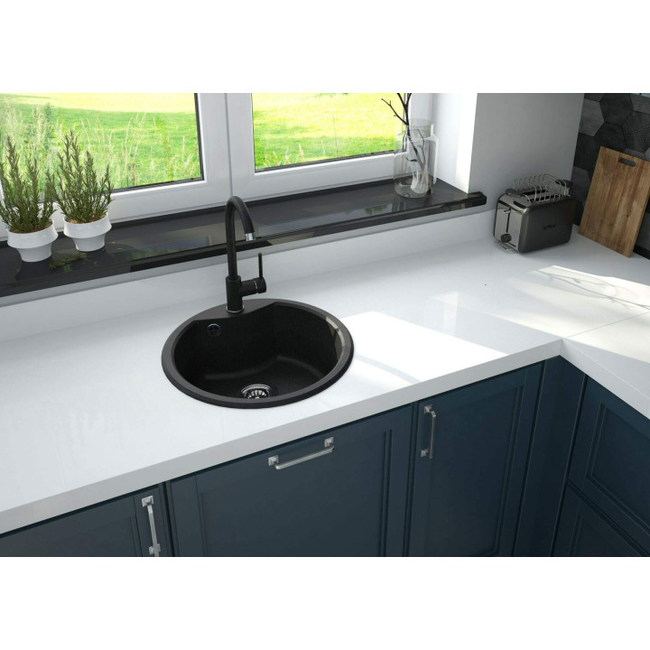 Zlewozmywak granitowy 1-KOMOROWY grafit stal ZRS 2803 – Deante